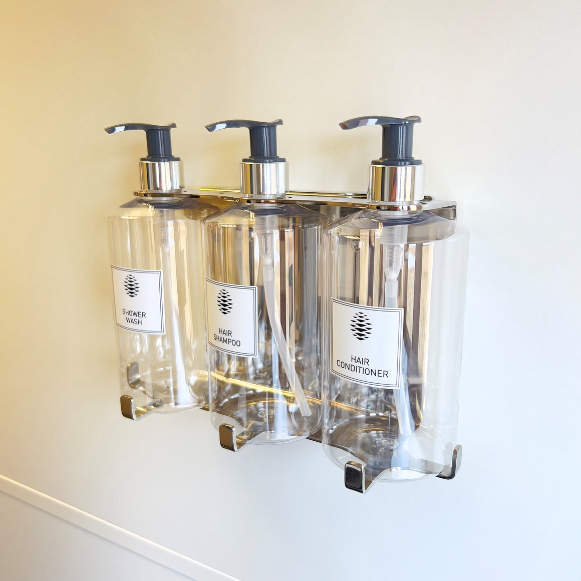 SALE ITEM - Triple 500ml Security Wall-Mounted Holder - Hand Polished 0020