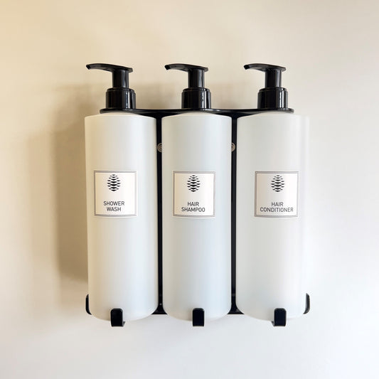 SALE ITEM 0022 - Triple Tall 500ml Security Wall-Mounted Holder - Satin Black