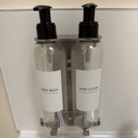 SALE ITEM 0066 - Double 250ml Tall Security Wall-Mounted Holder Orbital Finish