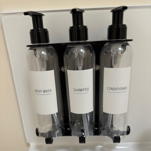 SALE ITEM 0068 - Triple 250ml Tall Security Wall-Mounted Holder Satin Black Finish