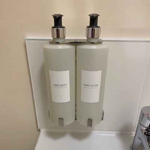 SALE ITEM 0054 - Double 500ml Tall Security Wall-Mounted Holder - Polished Finish