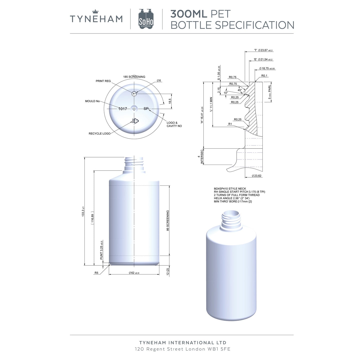 300ml Plastic Bottle White & Pump